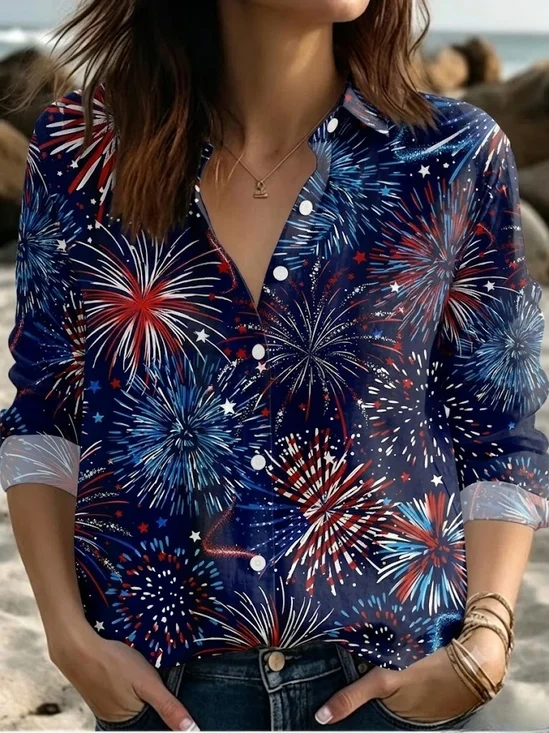 Casual Loose Independence Day Shirt