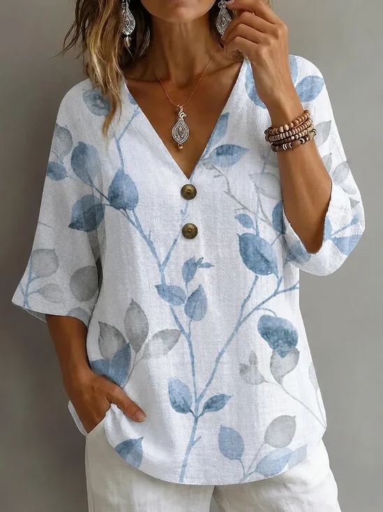 Casual V Neck Blouse
