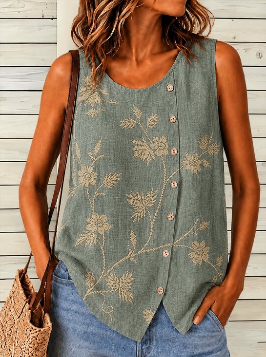 Crew Neck Simple Tank Top