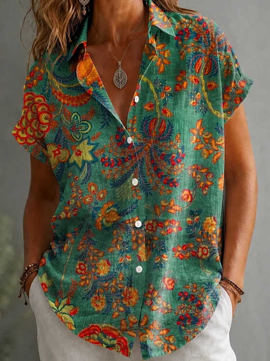 Loose Paisley Vacation Printing Shirt