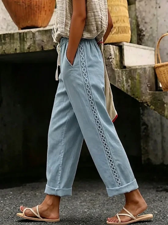 Women's  H-Line Baggy Pants Daily Going Out Pants Blue Casual Printing Abstract Spring/Fall Pants