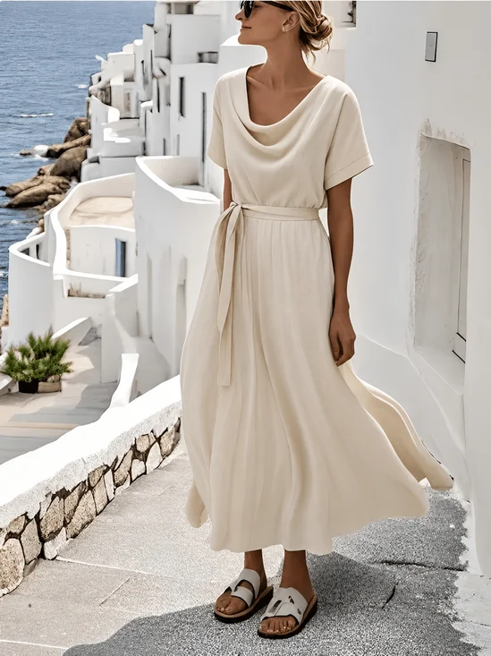 Linen Linen Blend Dress With No