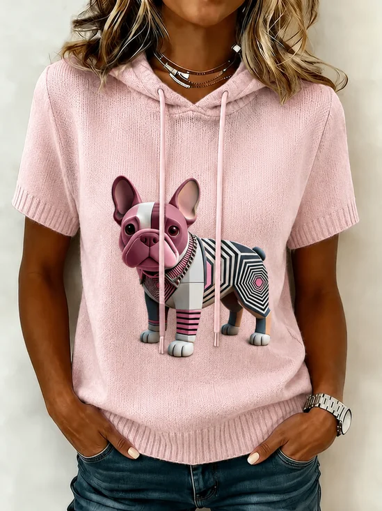 Hoodie Simple Animal Knitted T-Shirt