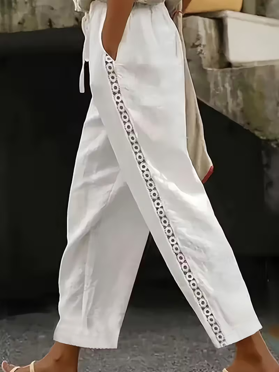 Women's  H-Line Baggy Pants Daily Going Out Pants White Casual Printing Abstract Spring/Fall Pants