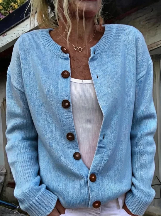 Light Blue Loose Fit Cardigan Jacket