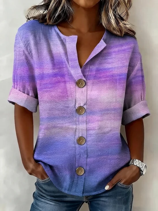 V Neck Ombre Elegant Shirt