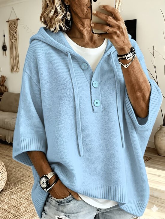 Half Open Collar Loose Casual Sweater