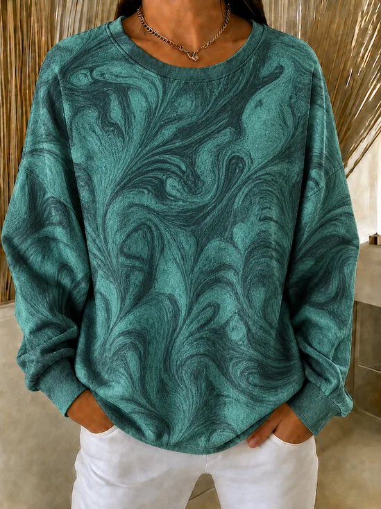 Crew Neck Regular Fit Psychedelic Art Sports Sweatshirt