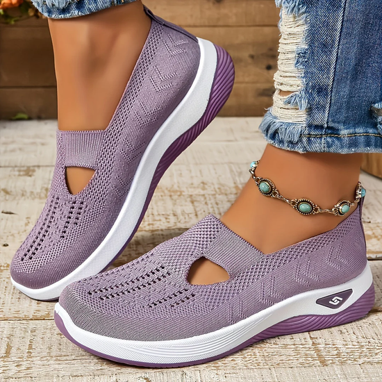 Soft sole breathable lightweight flying woven casual simple women's shoes flat shoes shallow mouth single shoes