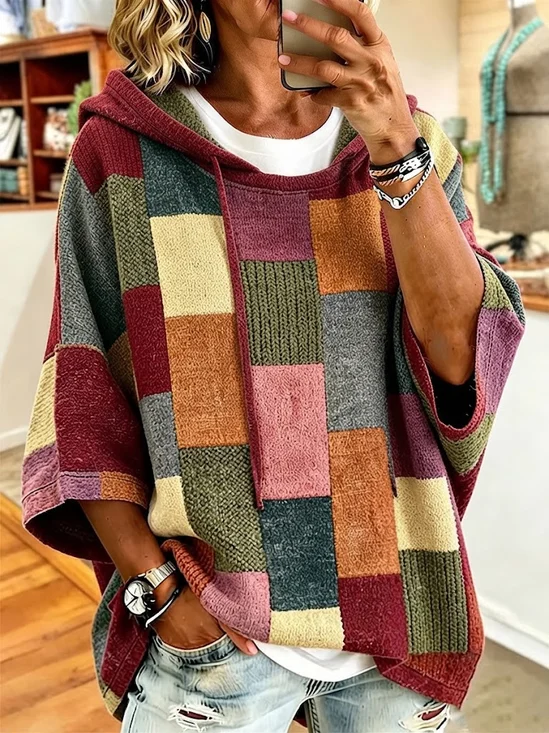 Casual Plaid Hoodie Printing Hoodie