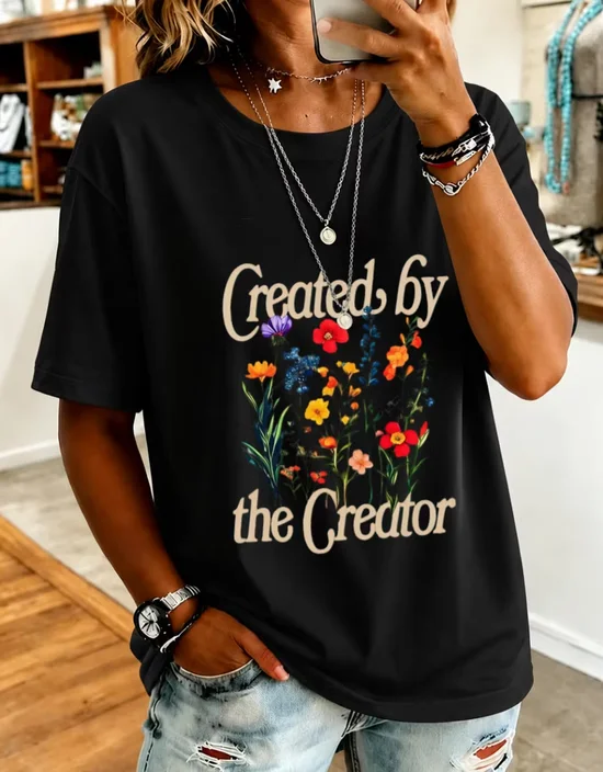 Crew Neck Casual Printing T-Shirt