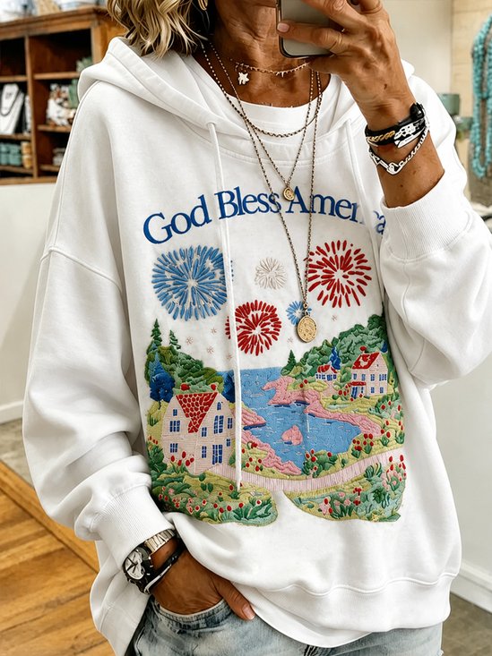 Scenery Firework Letter Oversized Hoodie