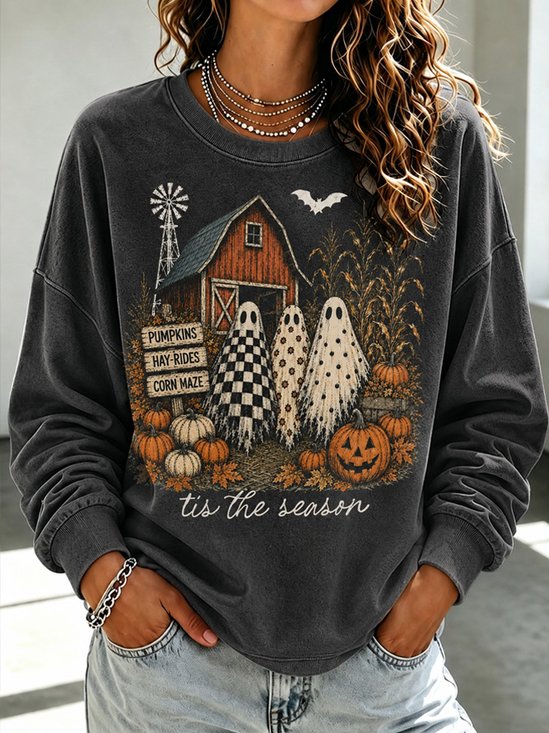 Ghost Farm Halloween Crew Neck Sweatshirt
