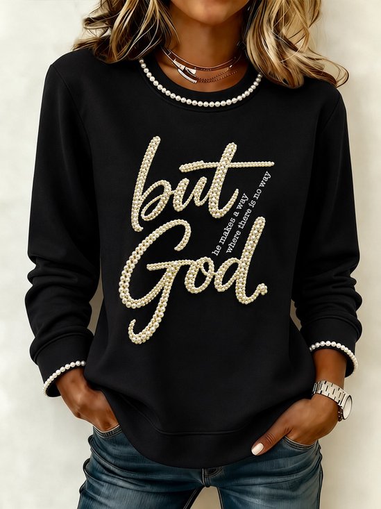 Slogan Crew Neck Minimal Sweatshirt