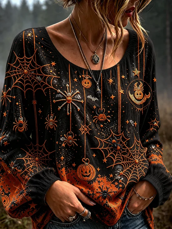 Elegant Loose Halloween Blouse