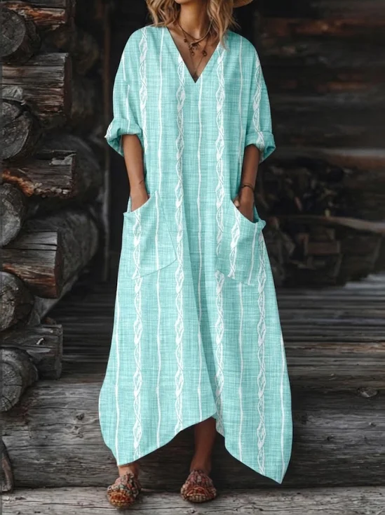 Women's Vacation Maxi Dress With Pockets