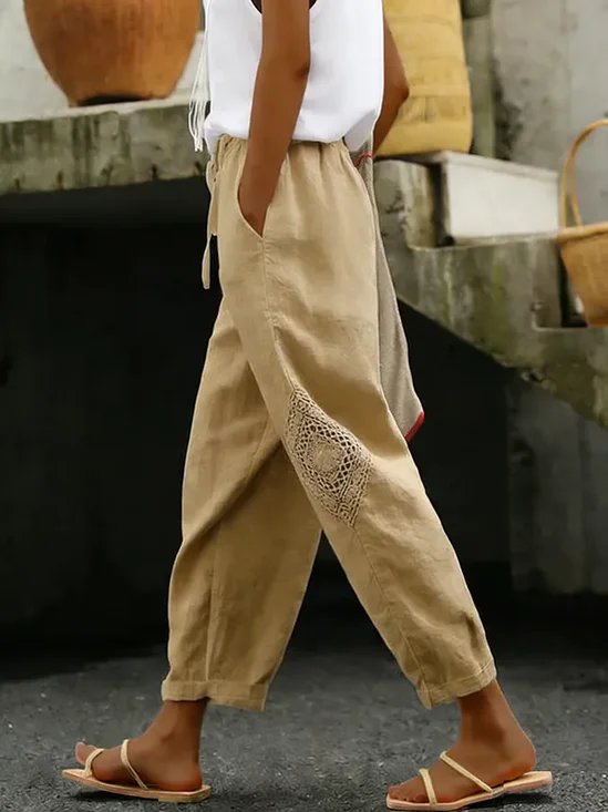 Women's  H-Line Baggy Pants Daily Going Out Pants Khaki Casual Printing Abstract Spring/Fall Pants