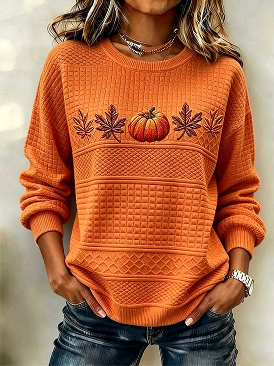 Loose Casual Printing Maple Leaf Sweatshirt