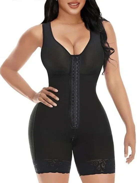 Women's Abdominal Shaping and Buttock Lifting Bodysuit with Zipper Crotch