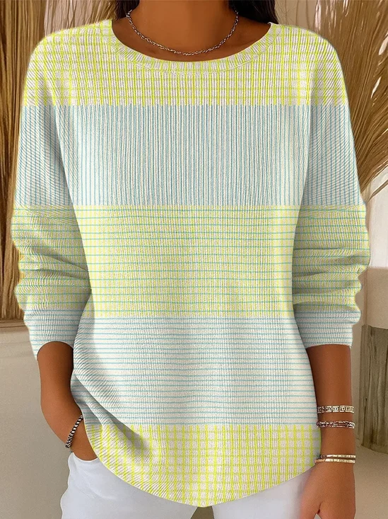 Regular Fit Plaid Simple Printing Sweater