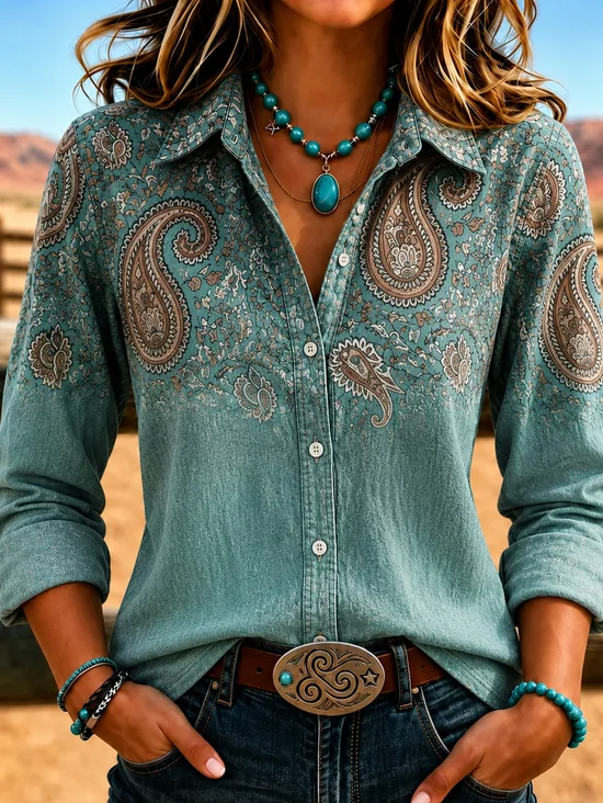 Casual Plain Printing Shirt Collar Shirt