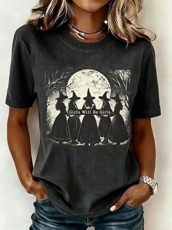 Halloween Shirt Girls Will Be Girls Witch T-Shirt