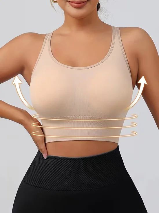 Wire-free, breathable, hollowed-out, corrective yoga bra