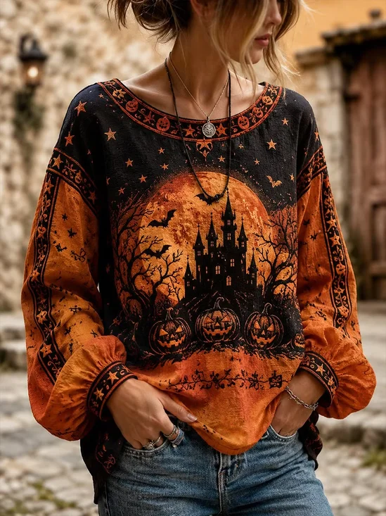 Printing Halloween Vacation Blouse