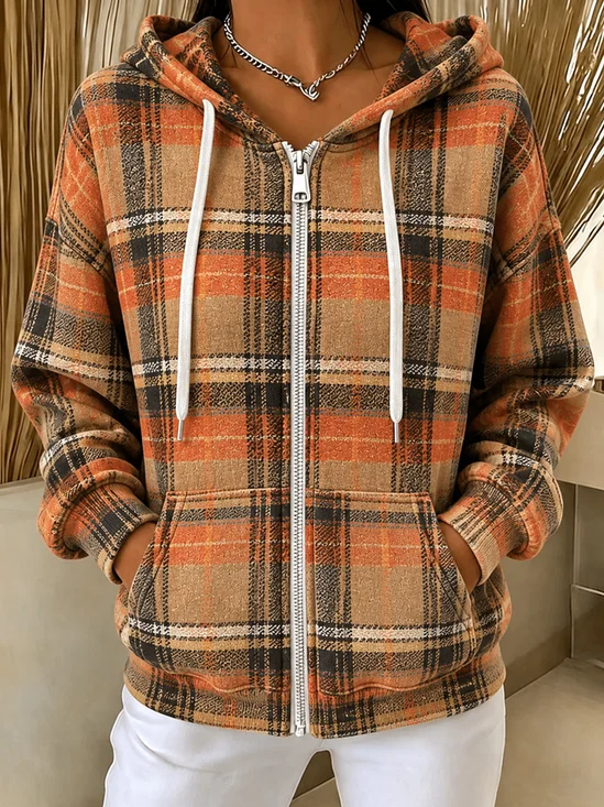 Women's Plaid Hooded Jacket