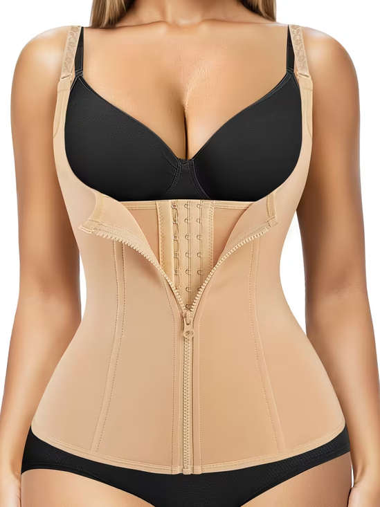 Women's steel-bodied adjustable patterned shoulder strap shapewear, neoprene corset, tummy control vest