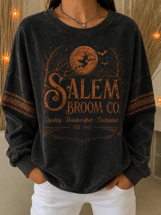 Vintage Salem Witch Print Sweatshirt