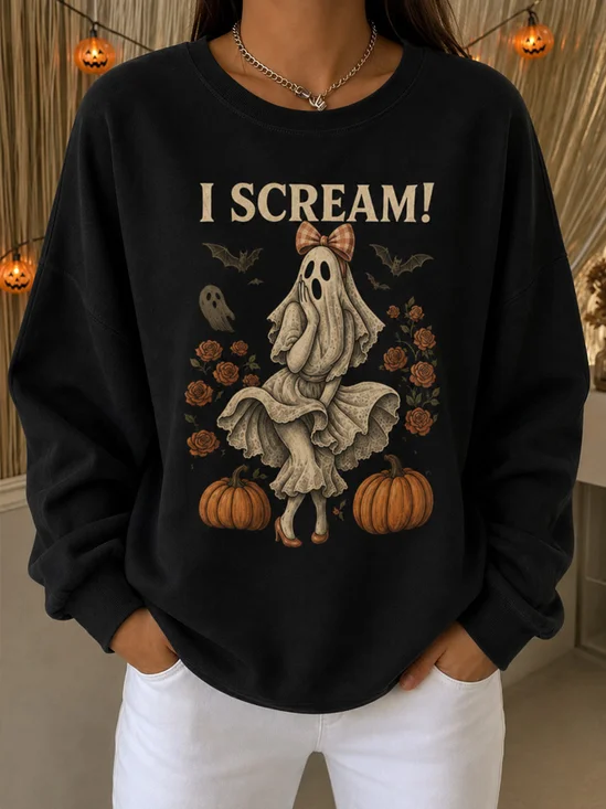 Vintage Ghost Rose Letter Graphic Sweatshirt