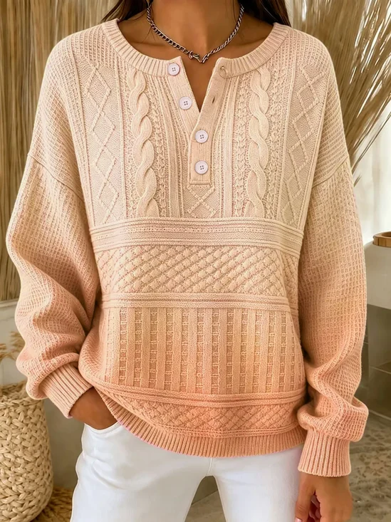Ombre Buckle Casual Crew Neck Sweatshirt
