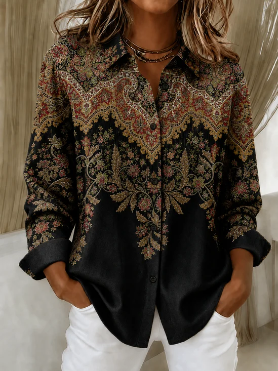 Printing Casual Shirt Collar Shirt