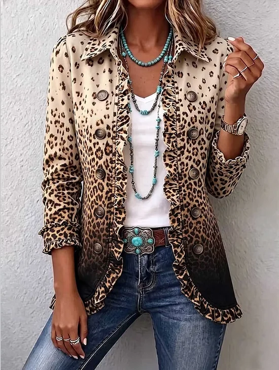 Casual Ombre Regular Fit Shawl Collar Jacket