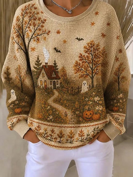 Fall Halloween Scene Graphic  Sweatshirt