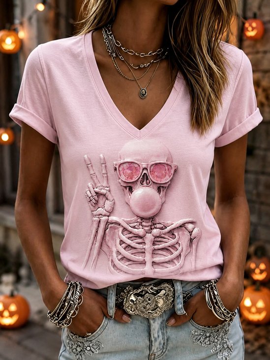 Stylish Skeleton Graphic T‑Shirt