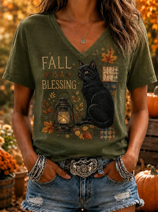 Casual Maple Leaf Regular Fit Crew Neck T-Shirt