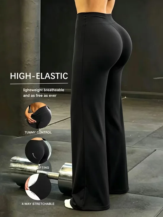 Sports Plain Regular Fit Yoga Pants