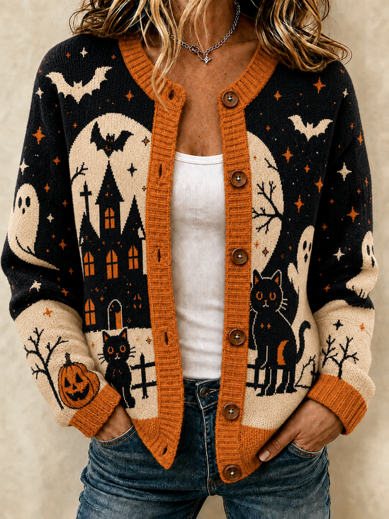 Color Block Party Crew Neck Cardigan
