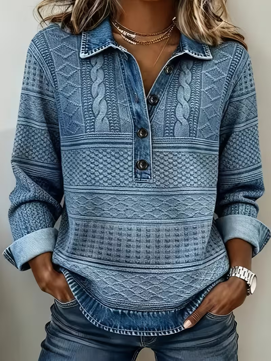 Geometric Casual Shawl Collar Shirt