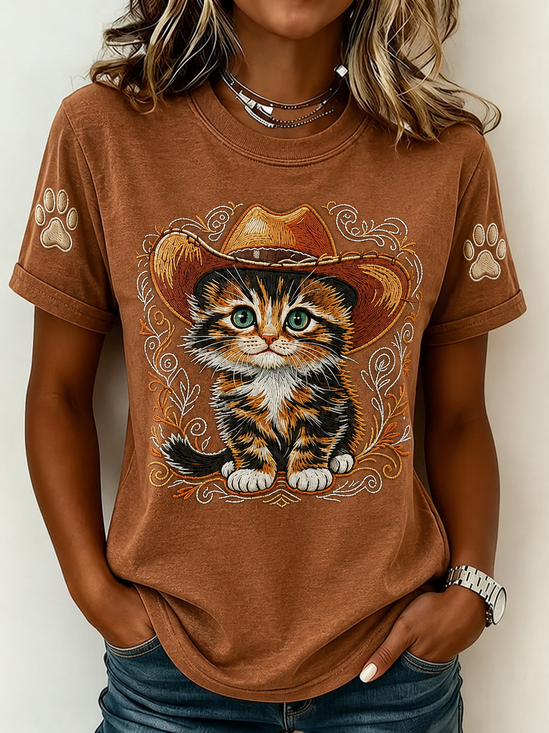Women's Vintage Western Cat T-Shirt