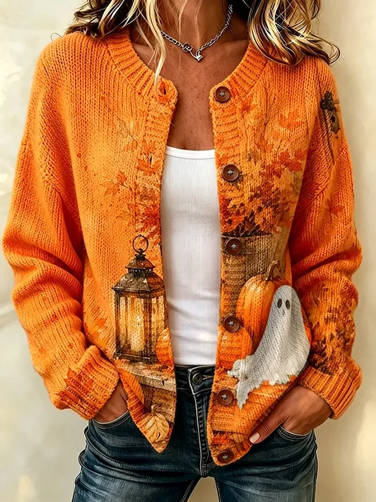 Halloween Printing Vintage Cardigan