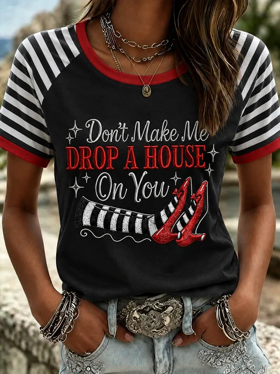 Vintage Letter-Print Halloween T-Shirt