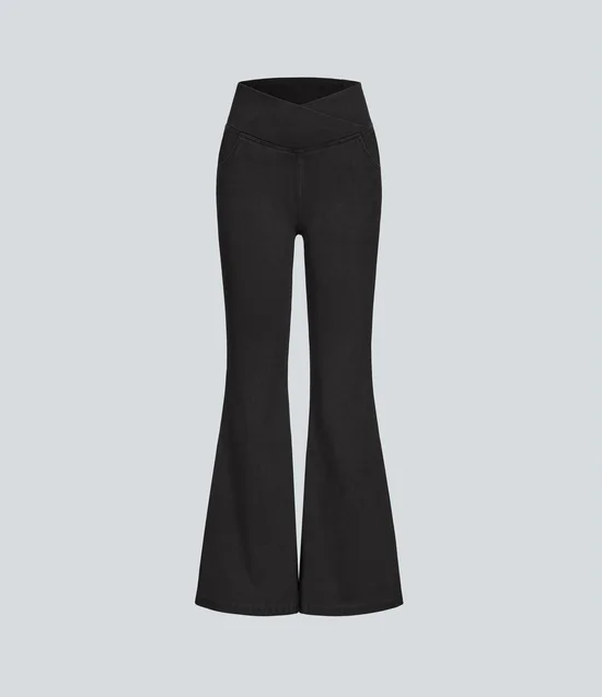 Women's High-Waisted Crossover Flare Yoga Jeans