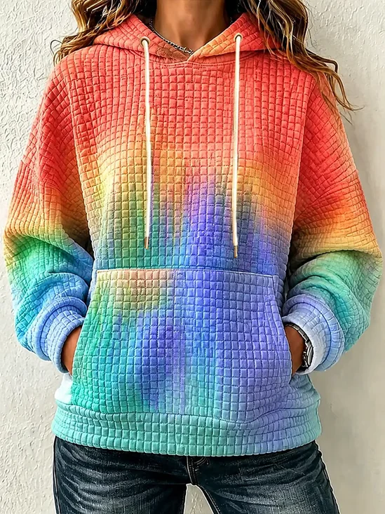 Ombre Regular Fit Casual Hoodie Waffle Hoodie