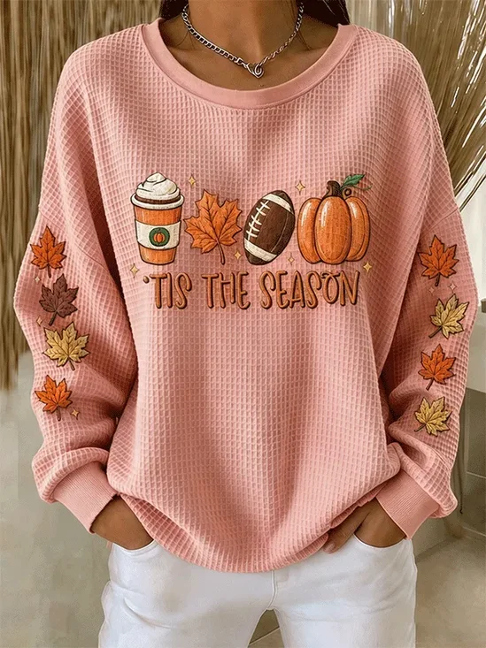 Casual Pumpkin Pattern Crew Neck Regular Fit Sweatshirt