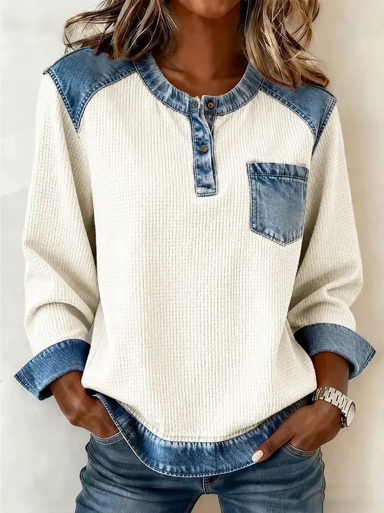 Button Detail Urban Sweatshirt
