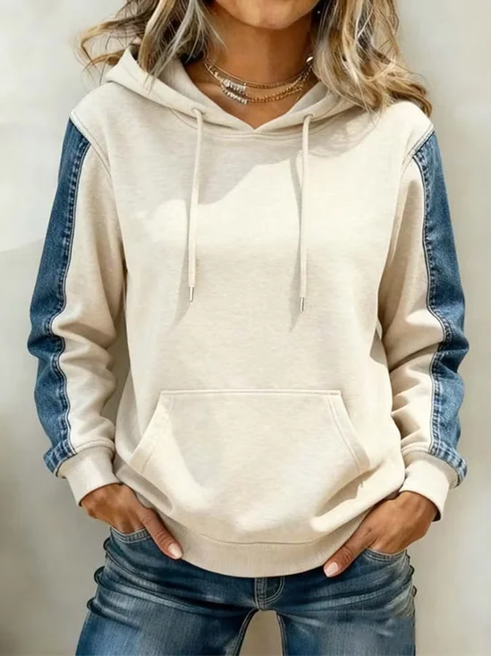 Loose Hoodie Casual Contrast Stitching Hoodie