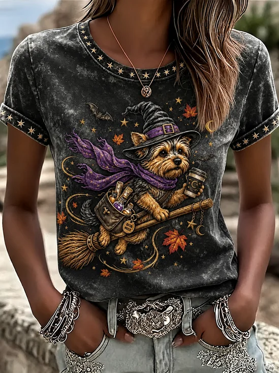 Women's Short Sleeve T-shirt Summer Black Maple Leaf Printing Jersey Crew Neck Daily Going Out Casual Top